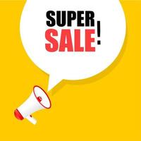 Vector Super Sale Banner template. megaphone icon design.