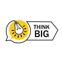 Think big banner design with lightbulb icon. Vector illustration. learning concept.