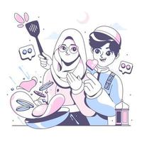 romántico islámico Pareja ilustración antecedentes vector