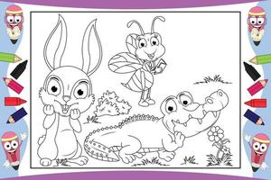 coloring animal cartoon for kids vector