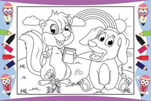 coloring animal cartoon for kids vector