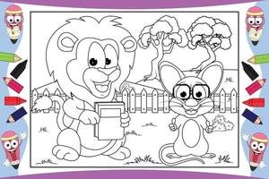 coloring animal cartoon for kids vector