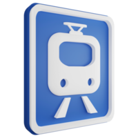 3d rendre métro signe icône isolé sur transparent arrière-plan, bleu informatif signe png