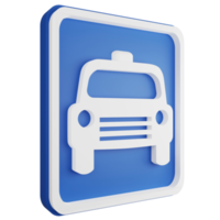 3D render taxi sign icon isolated on transparent background, blue informative sign png