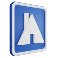 3d hacer Hostal firmar icono aislado en transparente fondo, azul informativo firmar png