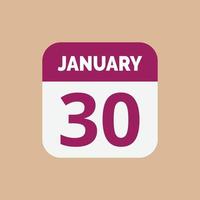 enero 30 calendario icono vector