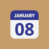 January 8 Calendar Icon vector