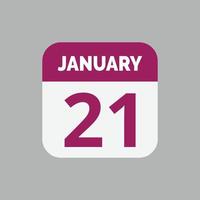 January 21 Calendar Icon vector