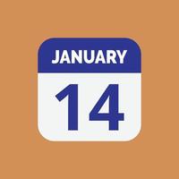 January 14 Calendar Icon vector