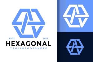 Letter A Hexagon Logo vector icon illustration