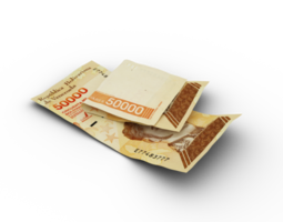 3D rendering of Double 50000 Venezuelan bolivar notes isolated on transparent background png