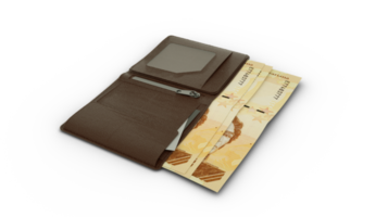 3D rendering of Venezuelan bolivar notes in wallet png