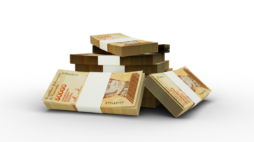 3d rendering of Stack of Venezuelan bolivar notes. bundles of Venezuelan currency notes isolated on transparent background png