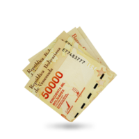 3d rendering of Folded Venezuelan bolivar notes isolated on transparent background. png