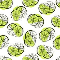 Seamless pattern with hand drawn lemon slices. Doodle lemon slices in a seamless pattern vector