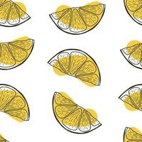 Seamless pattern with hand drawn lemon slices. Doodle lemon slices in a seamless pattern vector