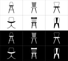Chair icons set on black and white background. Vector illustration for your design