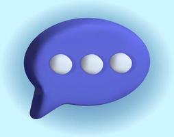 chat with three dots speech blue bubbles composition. 3d icon vector