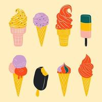 A collection Ice cream in bright cartoon style. Ice Cream flat vector in nice colors