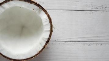 slice of fresh coconut on a table cloth video