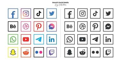 Popular social network symbols, social media logo icons collection vector