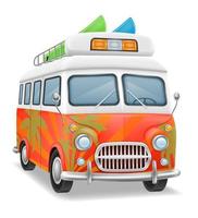 retro mini van bus for travel and leisure vector illustration isolated on white background