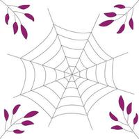 Cobweb and branches with lilac leaves vector