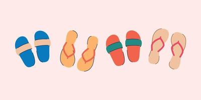 Slippers flat set vector