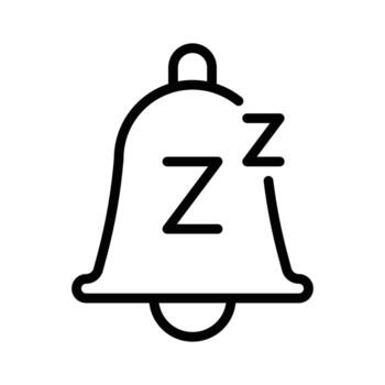 Snooze notifications bell icon in line style design isolated on white background. Editable stroke. vector