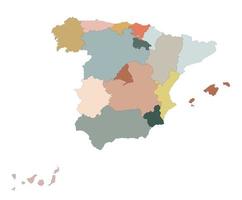 España mapa con administraciones regiones, ,multicolor mapa de España vector