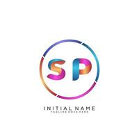 Letter SP colorfull logo premium elegant template vector