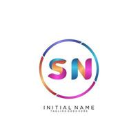 Letter SN colorfull logo premium elegant template vector