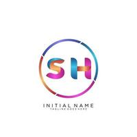 Letter SH colorfull logo premium elegant template vector