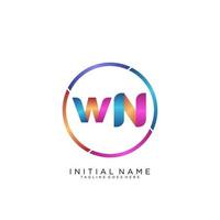 Letter WN colorfull logo premium elegant template vector