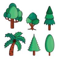 trees vector with outline