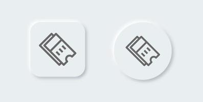 Ticket line icon in neomorphic design style. Coupon signs vector illustration.