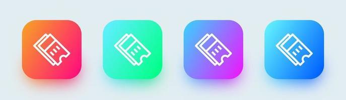 Ticket line icon in square gradient colors. Coupon signs vector illustration.