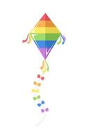 Rainbow kite vector illustration. Pride month flag symbol graphic element.