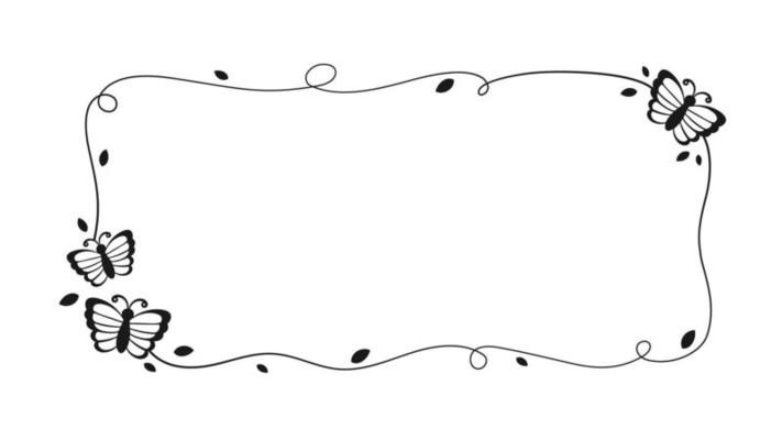 Cute Rectangle Butterfly Frame Silhouette. Spring Summer Border Vector Illustration.