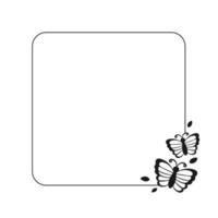 Cute Square Butterfly Frame Silhouette. Spring Summer Border Vector Illustration.