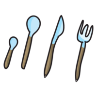 main tiré ustensiles de cuisine griffonnage style png