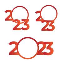 conjunto 2023 contento nuevo año texto diseño. colección de símbolos de 2023 contento nuevo año. grande circulo y blanco espacio para diseño. saludo tarjeta, concepto de nuevo año celebracion. vector ilustración
