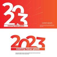 Set 2023 Happy New Year text design. Collection of symbols of 2023 Happy New Year. Greeting card, Concept of New Year celebration. Vector illustration