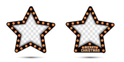 Set of marquee lights patterns on stars. Can be used for Christmas background, photo frame, disco, dance, fashion, event. vector