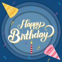 Colored multi layer happy birthday invitational card Vector illustration