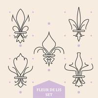 Set of abstract lys flower symbols icons Vector illustration