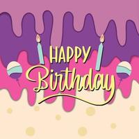 Colored multi layer happy birthday invitational card Vector illustration