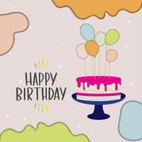 Colored multi layer happy birthday invitational card Vector illustration