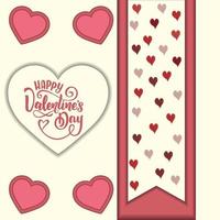 Colored valentine day invitational card with heart shapes Vector illustration