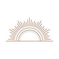 Sunrise sunshine sunburst rays, sunset boho icon vector